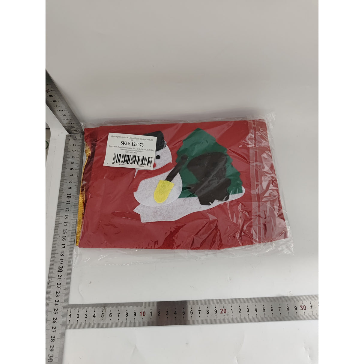Covoras Pentru Bradul De Craciun Lana, Rosu/, 90 Cm - vivimall.ro