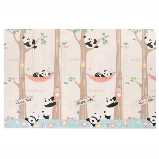 Covoras pentru Copii, Flippy, cu 2 Fete, Model Panda/Party, din XPE+PE, Impermeabil, Antiderapant, Protectie Termica, +3 Luni, Pliabil, 180 x 200 x 1 cm, Multicolor