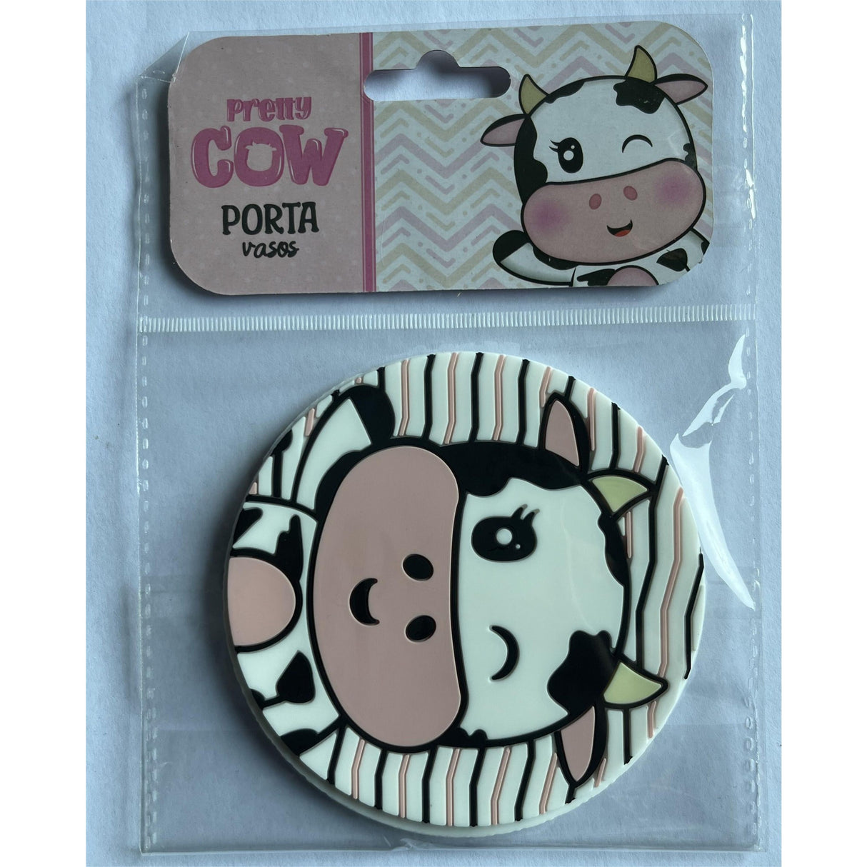 Suport pentru Pahar, Vivimall, Model Vacuta, din PVC, 10 cm, Rezistent la Caldura, Alb/Negru - vivimall.ro