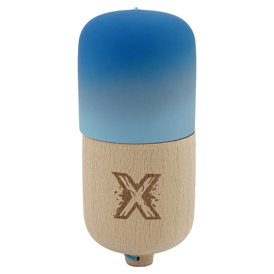Kendama Pill X Originala, Flippy, Profesionala Model Rubber Grip Pilula, din Lemn, Varsta 9+, Ata 62/65 cm, 11 x 5 x 5 cm, Gradient Albastru/Albastru deschis - vivimall.ro