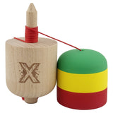 Kendama Pill X Originala, Flippy, Profesionala Model Rubber Grip Pilula, din Lemn, Varsta 9+, Ata 62/65 cm, 11 x 5 x 5 cm, Verde/Galben/Rosu - vivimall.ro