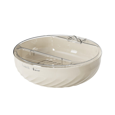 Bol cu Doua Straturi, Vivimall, pentru Fructe, Legume, Snacks, cu Strat de Scurgere a Apei, Suport pentru Telefonul Mobil, 22.4x9 cm, Crem - vivimall.ro