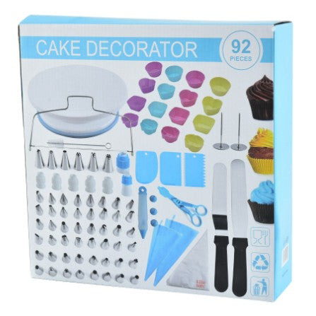 Set 92 Piese Ustensile Pentru Ornare Prajituri, Din Plastic Si Otel Inoxidabil, Forme Briose, Multicolor - vivimall.ro