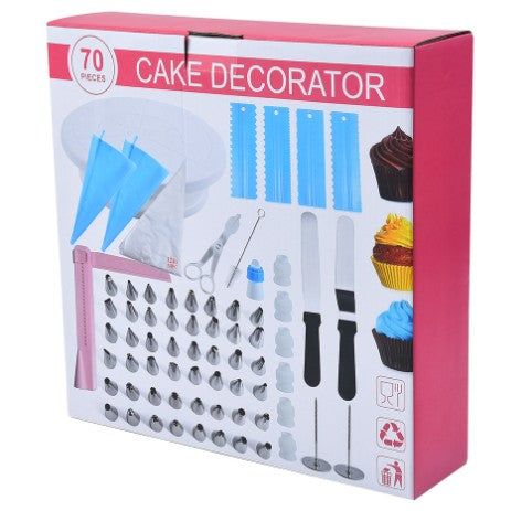 Set 70 Piese Ustensile Pentru Ornare Prajituri, Din Plastic Si Otel Inoxidabil, Multicolor - vivimall.ro
