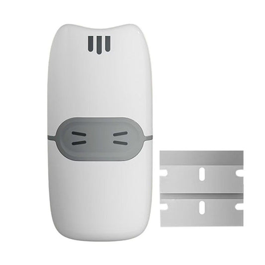 Mini Racleta de Curatare, Vivimall, pentru Etichete, Adezivi, din ABS+ Metal, 2 Lame Incluse, Alb/Gri - vivimall.ro