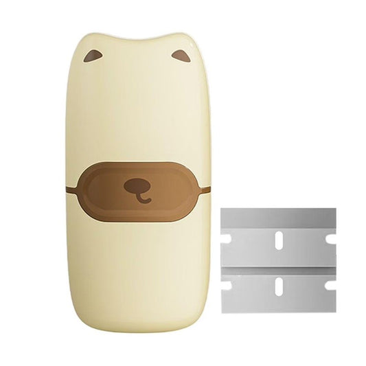 Mini Racleta de Curatare, Vivimall, pentru Etichete, Adezivi, din ABS+ Metal, 2 Lame Incluse, Maro - vivimall.ro