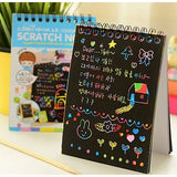 Caiet Cu Fise Razuibile Diy Magic Scratch, 12 File, Curcubeu, Creion Din Lemn, Cartonase Negre, 14.5 X 10 Cm - vivimall.ro
