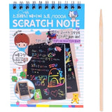 Caiet Cu Fise Razuibile Diy Magic Scratch, 12 File, Curcubeu, Creion Din Lemn, Cartonase Negre, 14.5 X 10 Cm - vivimall.ro