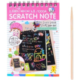 Caiet Cu Fise Razuibile Diy Magic Scratch, 12 File, Curcubeu, Creion Din Lemn, Cartonase Negre, 14.5 X 10 Cm - vivimall.ro