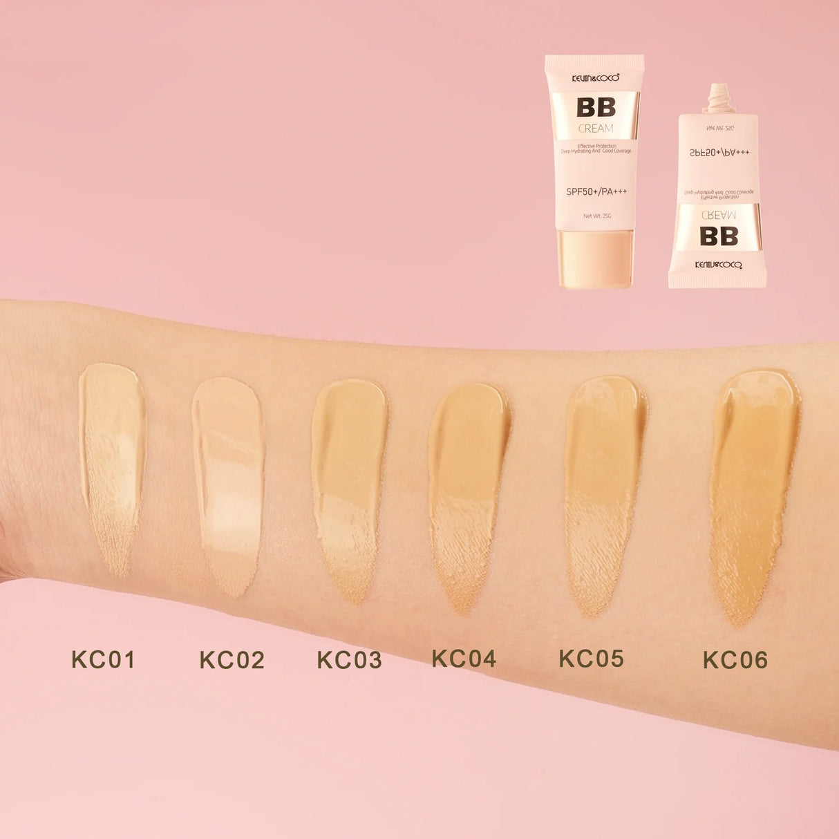 Crema BB Kevin&Coco Radiance-Enhancing, SPF 50+, PA +++, 4.5x1.5x10.8cm, 25 g, Nuanta KC04 - vivimall.ro