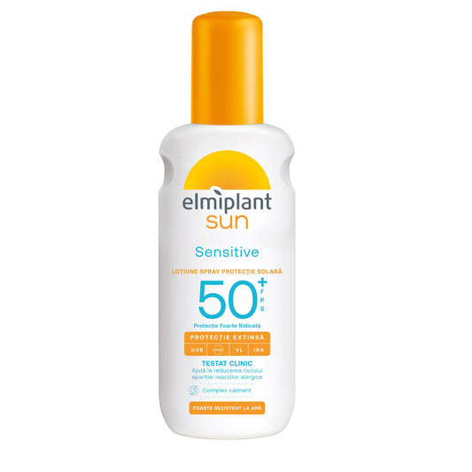 Loțiune spray protecție solară Elmiplant Sun Sensitive SPF 50+, flacon 200 ml, vedere frontală
