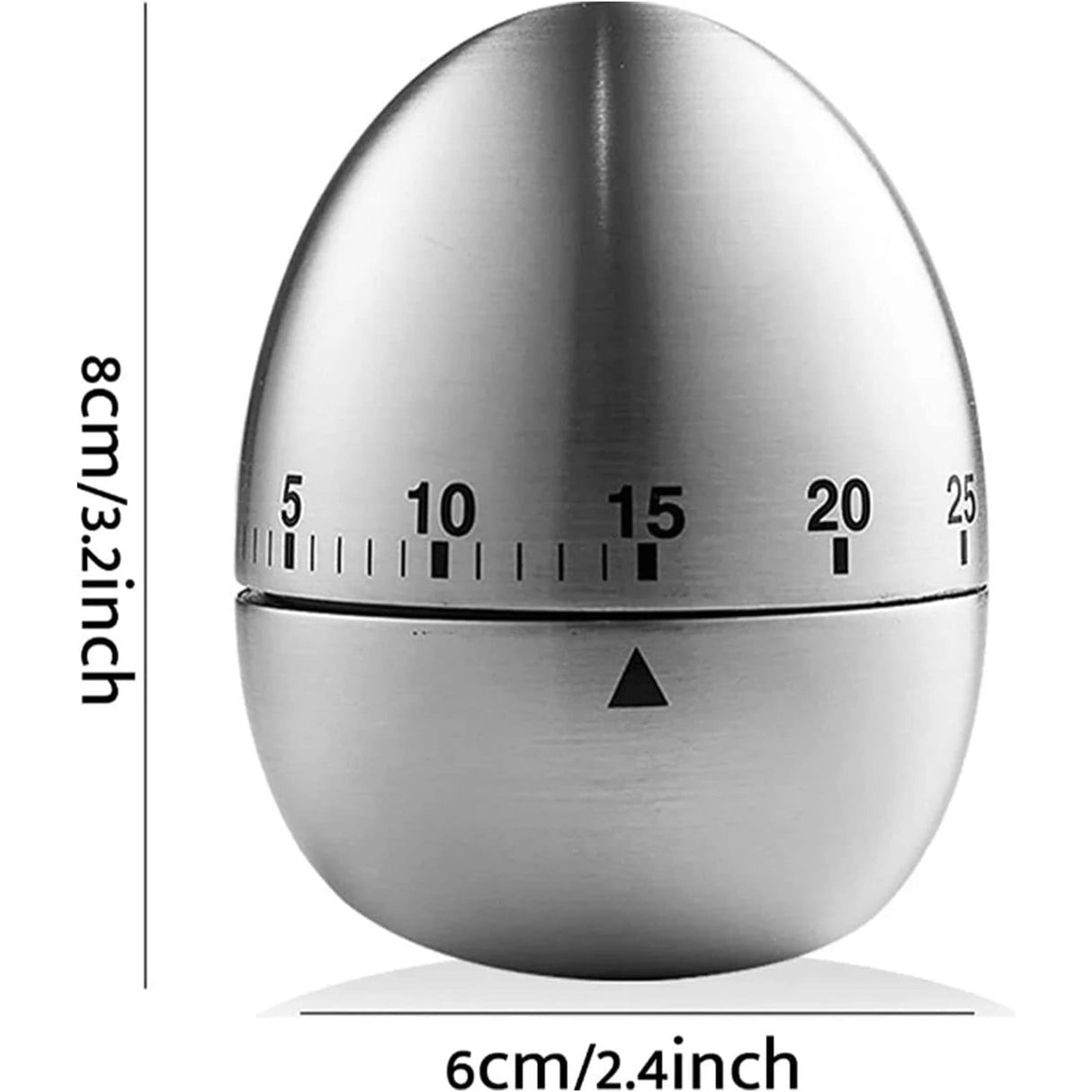 Cronometru De Bucatarie, Mecanic, Forma De Ou, Din Otel Inoxidabil, 60 Min Timer, 8 X 6 Cm, Argintiu - vivimall.ro