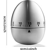 Cronometru De Bucatarie, Mecanic, Forma De Ou, Din Otel Inoxidabil, 60 Min Timer, 8 X 6 Cm, Argintiu - vivimall.ro