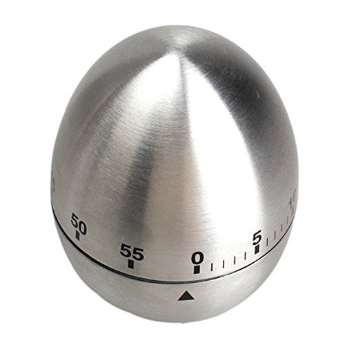 Cronometru De Bucatarie, Mecanic, Forma De Ou, Din Otel Inoxidabil, 60 Min Timer, 8 X 6 Cm, Argintiu - vivimall.ro