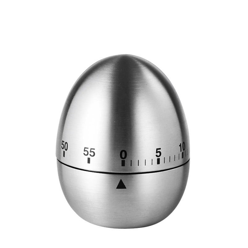 Cronometru De Bucatarie, Mecanic, Forma De Ou, Din Otel Inoxidabil, 60 Min Timer, 8 X 6 Cm, Argintiu - vivimall.ro