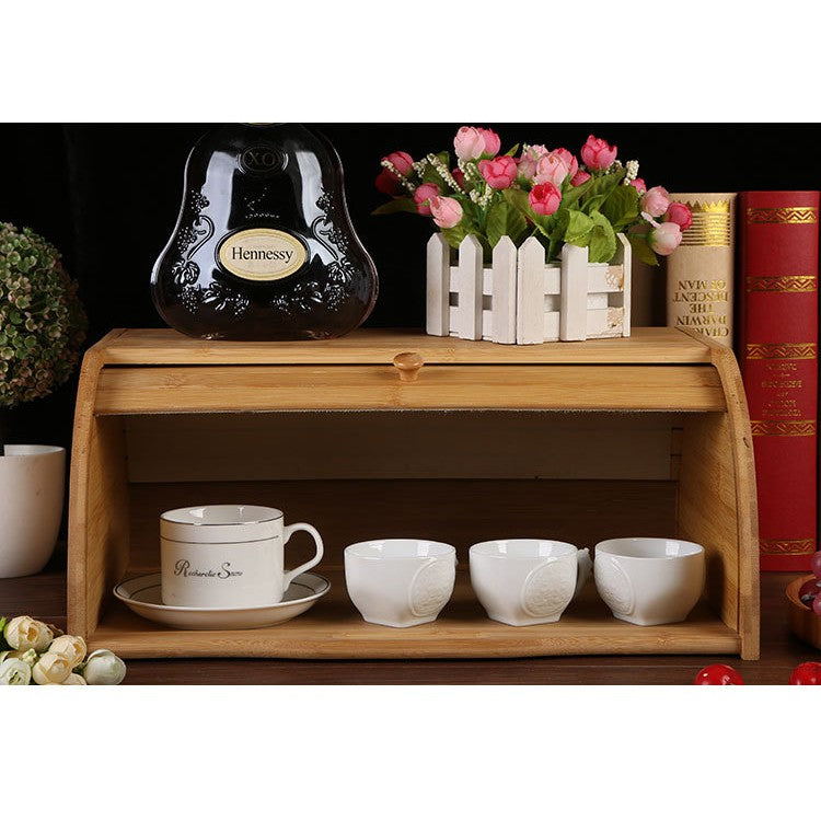 Cutie de Paine, Flippy, din Lemn de Bambus, Multifunctionala, 40 x 27 x 17.3 cm, Natur - vivimall.ro