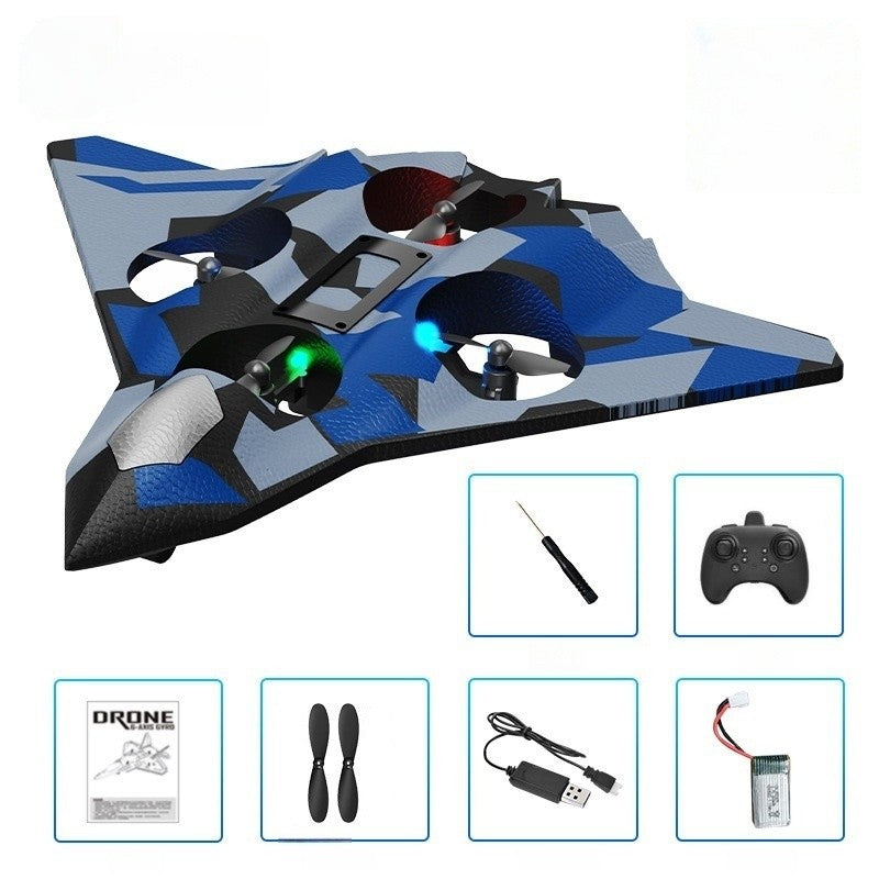 Jucarie Aeronava de Lupta, Vivimall, Rezistent, Incarcare USB, cu Telecomanda, Model Albastru Army - vivimall.ro