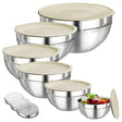 Set 6 boluri inox 304 Flippy cu capace ermetice și accesorii răzuire, vedere de ansamblu, argintiu