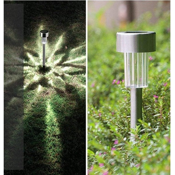 Lampa Solara Led De Exterior Pentru Gradina, Dispersor Normal, 0.06W, Inox, 29 Cm - vivimall.ro