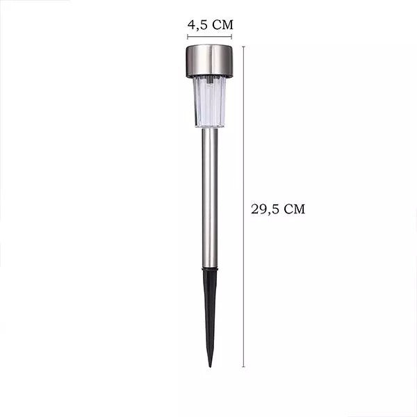 Lampa Solara Led De Exterior Pentru Gradina, Dispersor Normal, 0.06W, Inox, 29 Cm - vivimall.ro