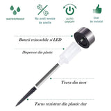 Lampa Solara Led De Exterior Pentru Gradina, Dispersor Normal, 0.06W, Inox, 29 Cm - vivimall.ro
