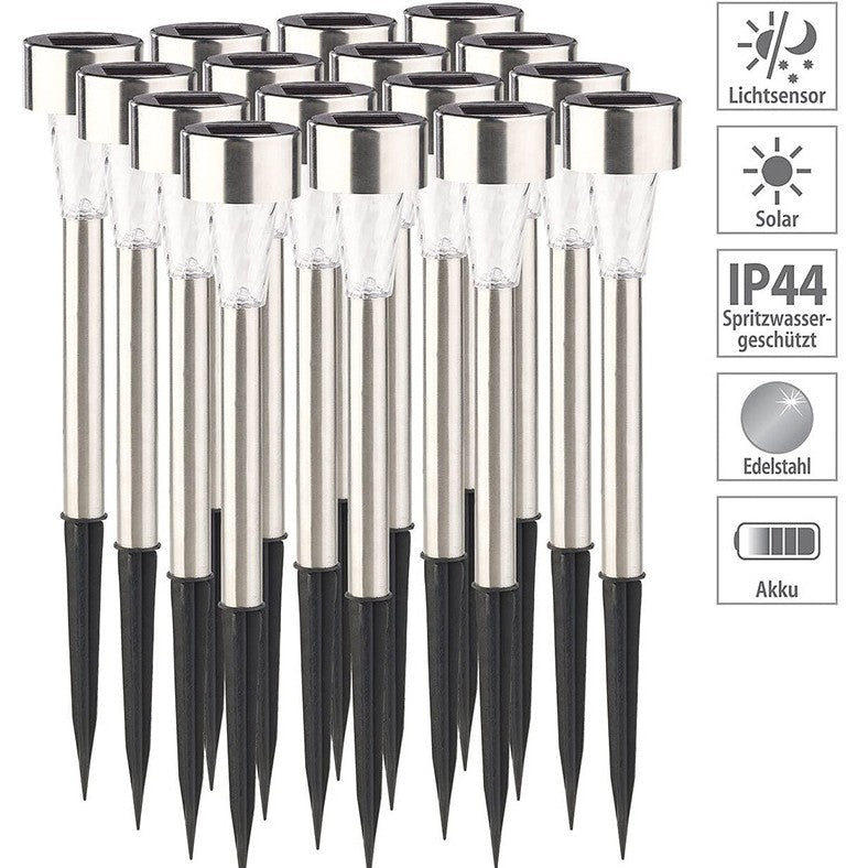 Lampa Solara Led De Exterior Pentru Gradina, Dispersor Normal, 0.06W, Inox, 29 Cm - vivimall.ro