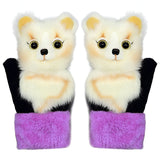 Manusi de Plus pentru Copii, Flippy, de Iarna, Groase, Moi, Calduroase, Model Animat Vulpe Alba