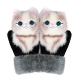 Manusi de Plus pentru Copii, Flippy, de Iarna, Groase, Moi, Calduroase, Model Animat Pisica Crem