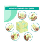 Cub antistres, Fidget Toy, Infinity Magic Cube, Galben/Albastru, 4x4x4 cm