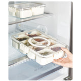 Cutie Alimentara Multifunctionala, Pentru Condimente, Gustari, Inchidere Etans, Cu Capac Si Maner, 8 Compartimente, 32 X 8 X 25 Cm, Alb - vivimall.ro