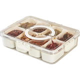 Cutie Alimentara Multifunctionala, Pentru Condimente, Gustari, Inchidere Etans, Cu Capac Si Maner, 8 Compartimente, 32 X 8 X 25 Cm, Alb - vivimall.ro
