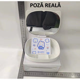 Cutie cu Oglinda, Model Pisica, Vivimall, 4 Compartimente, Cutie de Depozitare a Machiajelor si Accesoriilor, Oglinda de Machiaj, 17x13x6cm, Alb - vivimall.ro