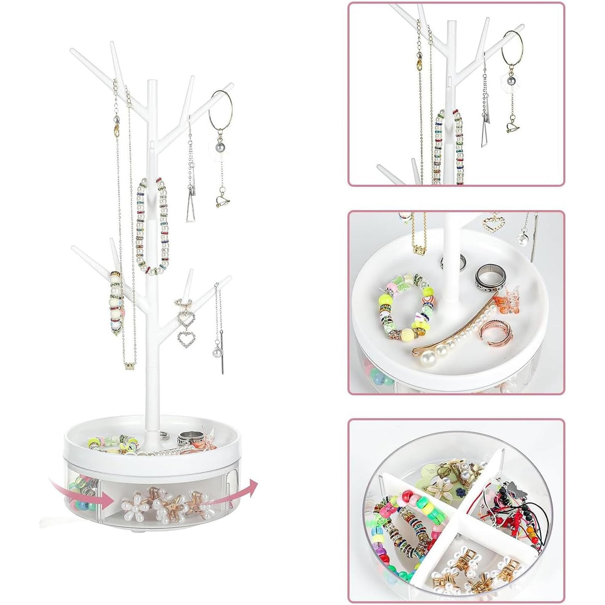 Cutie Rotativa Bijuterii cu Suport Ramura | JewelSpin - vivimall.ro