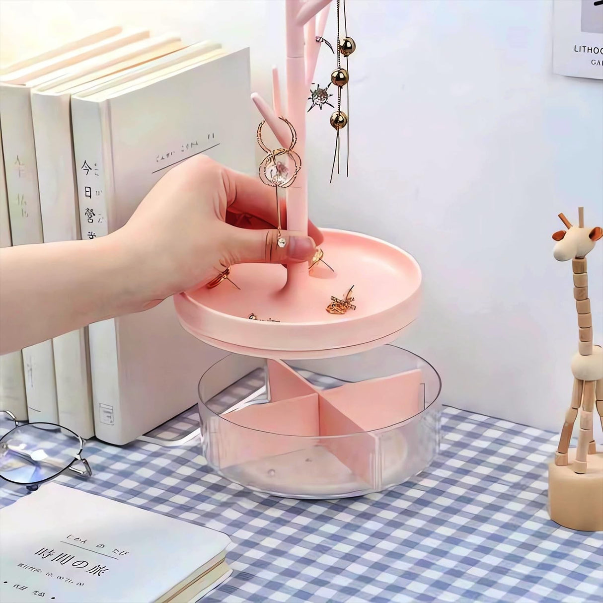 Cutie Rotativa Bijuterii cu Suport Ramura | JewelSpin - vivimall.ro