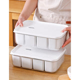 Cutie Pentru Depozitare Alimente, 8 Compartimente Cu Capac, Material Pet+Pp, 29 X 20 X 9 Cm, Alb/Transparent - vivimall.ro