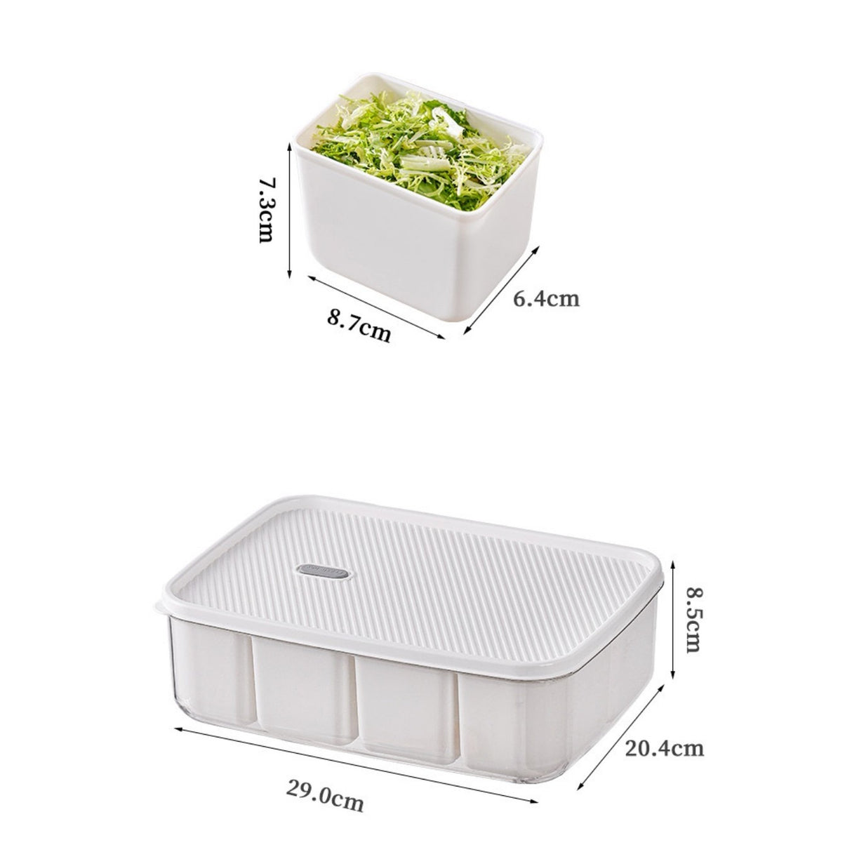 Cutie Pentru Depozitare Alimente, 8 Compartimente Cu Capac, Material Pet+Pp, 29 X 20 X 9 Cm, Alb/Transparent - vivimall.ro