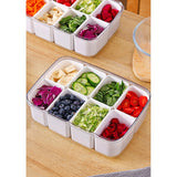 Cutie Pentru Depozitare Alimente, 8 Compartimente Cu Capac, Material Pet+Pp, 29 X 20 X 9 Cm, Alb/Transparent - vivimall.ro