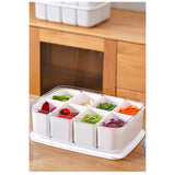 Cutie Pentru Depozitare Alimente, 8 Compartimente Cu Capac, Material Pet+Pp, 29 X 20 X 9 Cm, Alb/Transparent - vivimall.ro