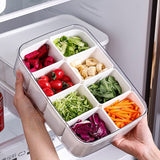 Cutie Pentru Depozitare Alimente, 8 Compartimente Cu Capac, Material Pet+Pp, 29 X 20 X 9 Cm, Alb/Transparent - vivimall.ro