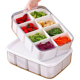 Cutie Pentru Depozitare Alimente, 8 Compartimente Cu Capac, Material Pet+Pp, 29 X 20 X 9 Cm, Alb/Transparent - vivimall.ro