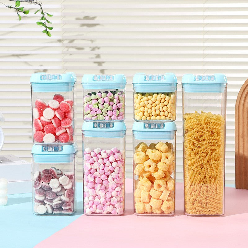 Cutie De Depozitare Alimente, 1.2L, Capac Albastru, Din Pp+Pet, Inchidere Ermetica, 10 X, Transparent - vivimall.ro