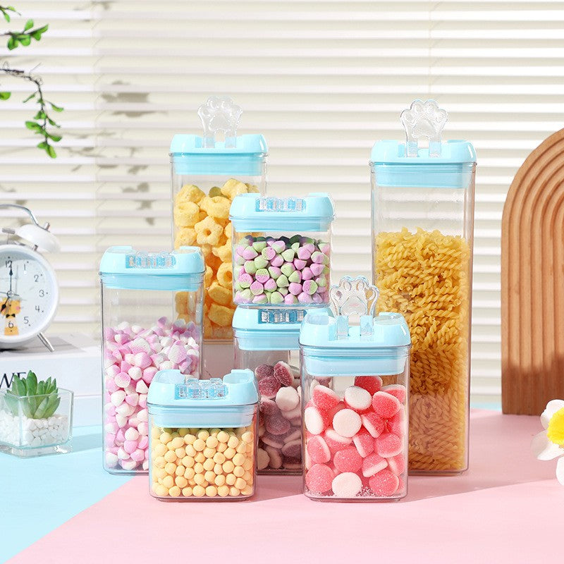 Cutie de Depozitare Alimente, Vivimall, 1.9L, Capac Albastru, din PP+PET, Inchidere Ermetica, 10 x 10 x 30.5 cm, Transparent - vivimall.ro