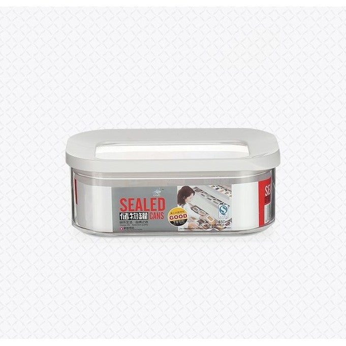 Cutie De Depozitare Alimente, 450 Ml, Capac Alb, Din Abs+Silicon, 14.5 X 9 X 6 Cm, Transparent - vivimall.ro