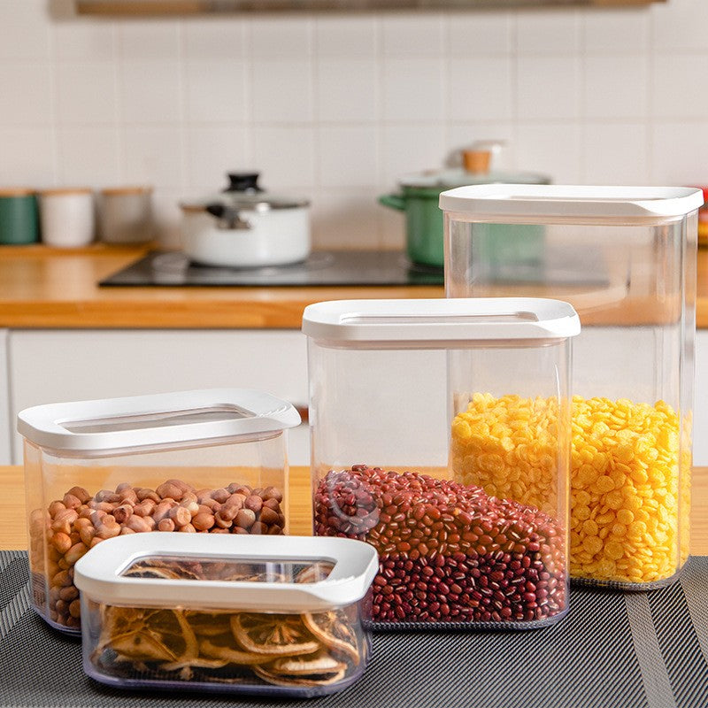 Cutie De Depozitare Alimente, 450 Ml, Capac Alb, Din Abs+Silicon, 14.5 X 9 X 6 Cm, Transparent - vivimall.ro