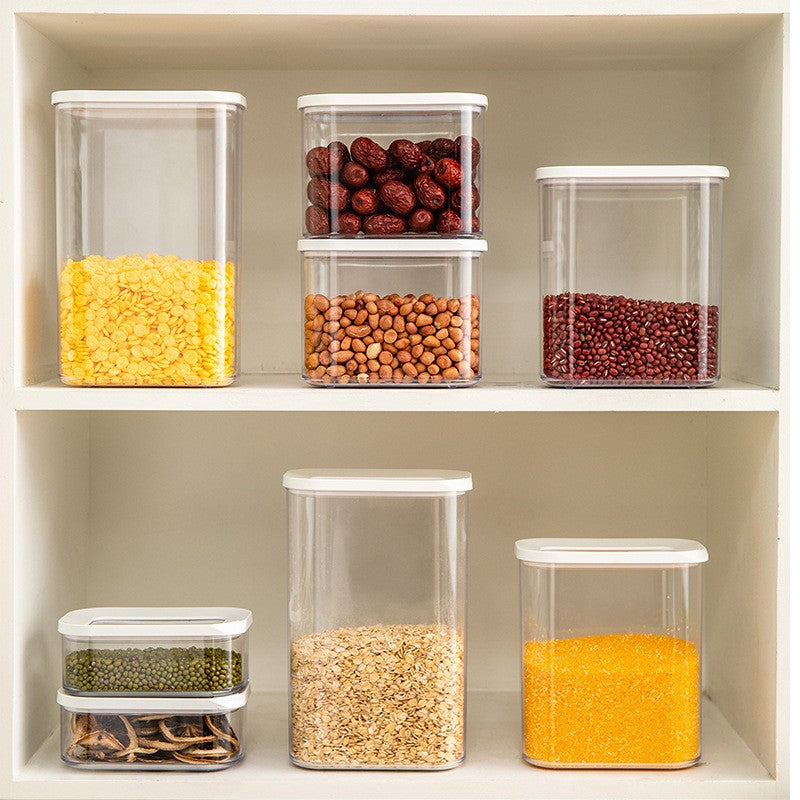 Cutie De Depozitare Alimente, 450 Ml, Capac Alb, Din Abs+Silicon, 14.5 X 9 X 6 Cm, Transparent - vivimall.ro