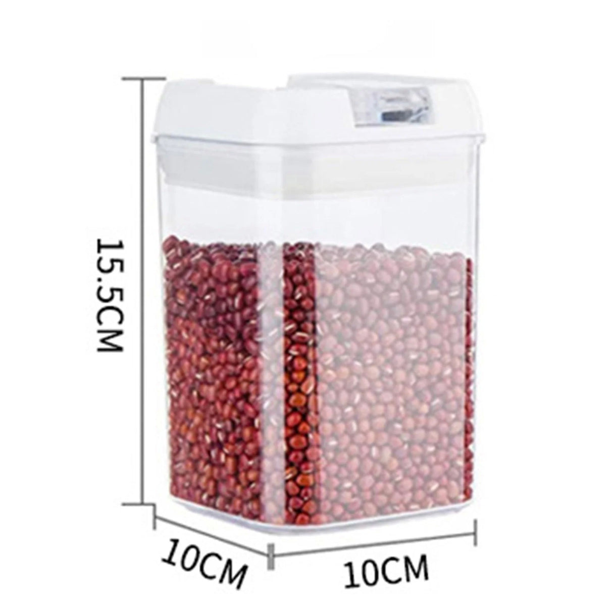 Cutie De Depozitare Alimente, Cutie De Depozitare Tip Container Pentru Bucatarie, Cu Capac, Inchidere Ermetica, Cutie Pentru Cereale, 15.5 X 10 X 10 Cm, Volum 0.8 L, Alb - vivimall.ro