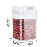 Cutie De Depozitare Alimente, Cutie De Depozitare Tip Container Pentru Bucatarie, Cu Capac, Inchidere Ermetica, Cutie Pentru Cereale, 15.5 X 10 X 10 Cm, Volum 0.8 L, Alb - vivimall.ro