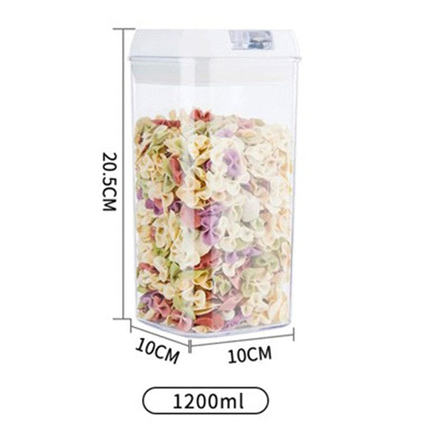 Cutie de Depozitare Alimente, Vivimall, Cutie de Depozitare tip Container pentru Bucatarie, cu Capac, Inchidere Ermetica, Cutie pentru Cereale, 20.5 x 10 x 10 cm, volum 1.2 L, Alb - vivimall.ro