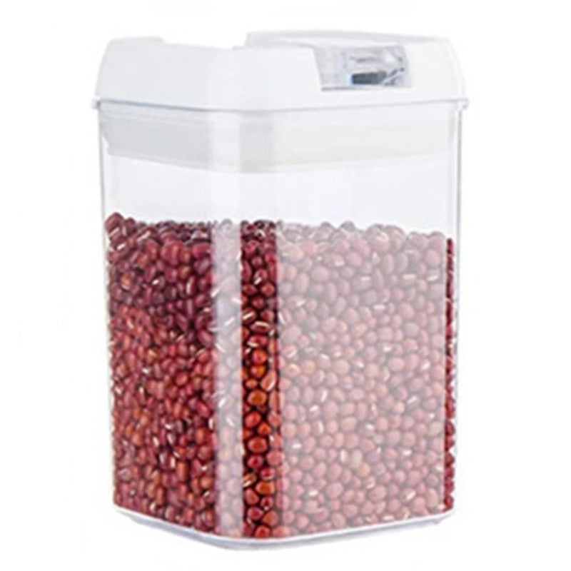 Cutie De Depozitare Alimente, Cutie De Depozitare Tip Container Pentru Bucatarie, Cu Capac, Inchidere Ermetica, Cutie Pentru Cereale, 15.5 X 10 X 10 Cm, Volum 0.8 L, Alb - vivimall.ro