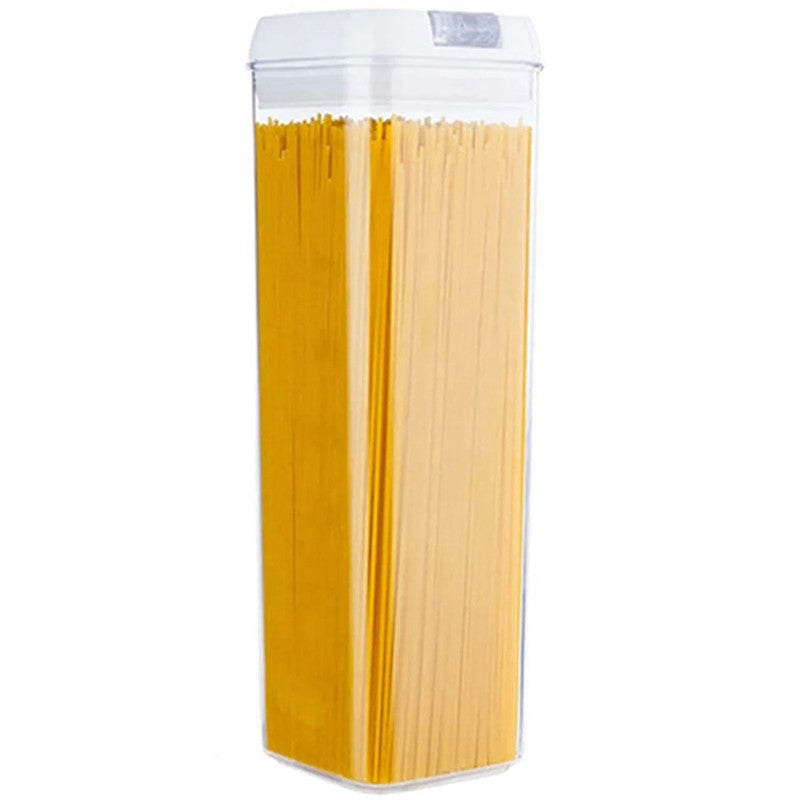 Cutie De Depozitare Alimente, Cutie De Depozitare Tip Container Pentru Bucatarie, Cu Capac, Inchidere Ermetica, Cutie Pentru Cereale, 30.5 X 10 X 10 Cm, Volum 1.9 L, Alb - vivimall.ro